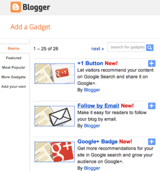 NEW! Google Plus Gadgets in Blogger